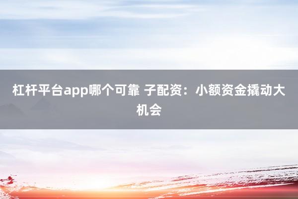 杠杆平台app哪个可靠 子配资:小额资金撬动大机会