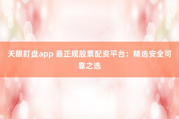 天眼盯盘app 最正规股票配资平台:精选安全可靠之选