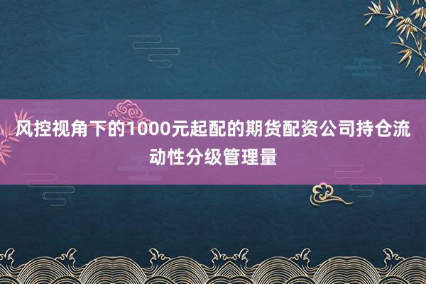 风控视角下的1000元起配的期货配资公司持仓流动性分级管理量