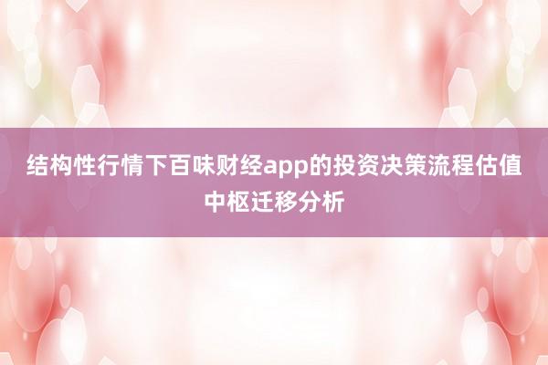结构性行情下百味财经app的投资决策流程估值中枢迁移分析