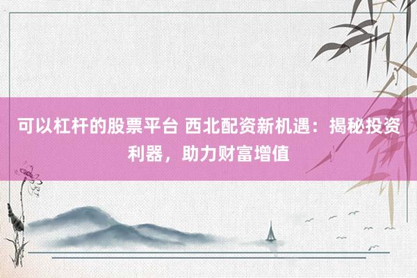 可以杠杆的股票平台 西北配资新机遇：揭秘投资利器，助力财富增值