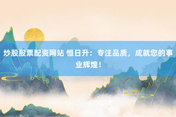 炒股股票配资网站 恒日升：专注品质，成就您的事业辉煌！