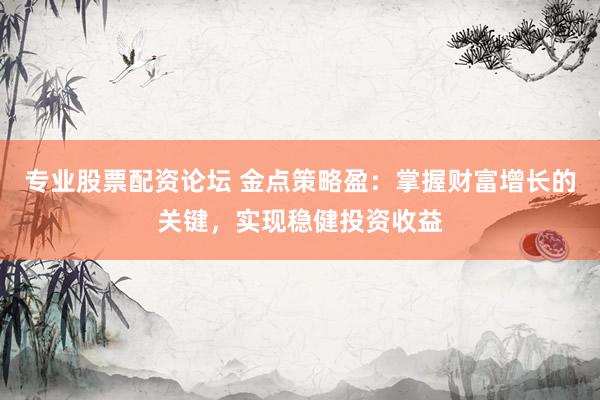 专业股票配资论坛 金点策略盈：掌握财富增长的关键，实现稳健投资收益