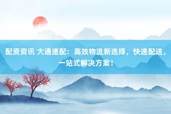 配资资讯 大通速配：高效物流新选择，快速配送，一站式解决方案！